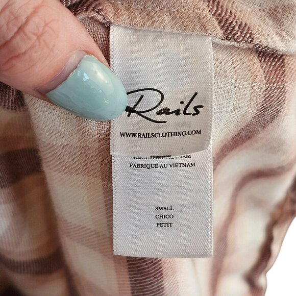 Rails Angelica Shirt Rose Pink Plaid Puff Shoulder Flannel Sz S - Picture 10 of 11